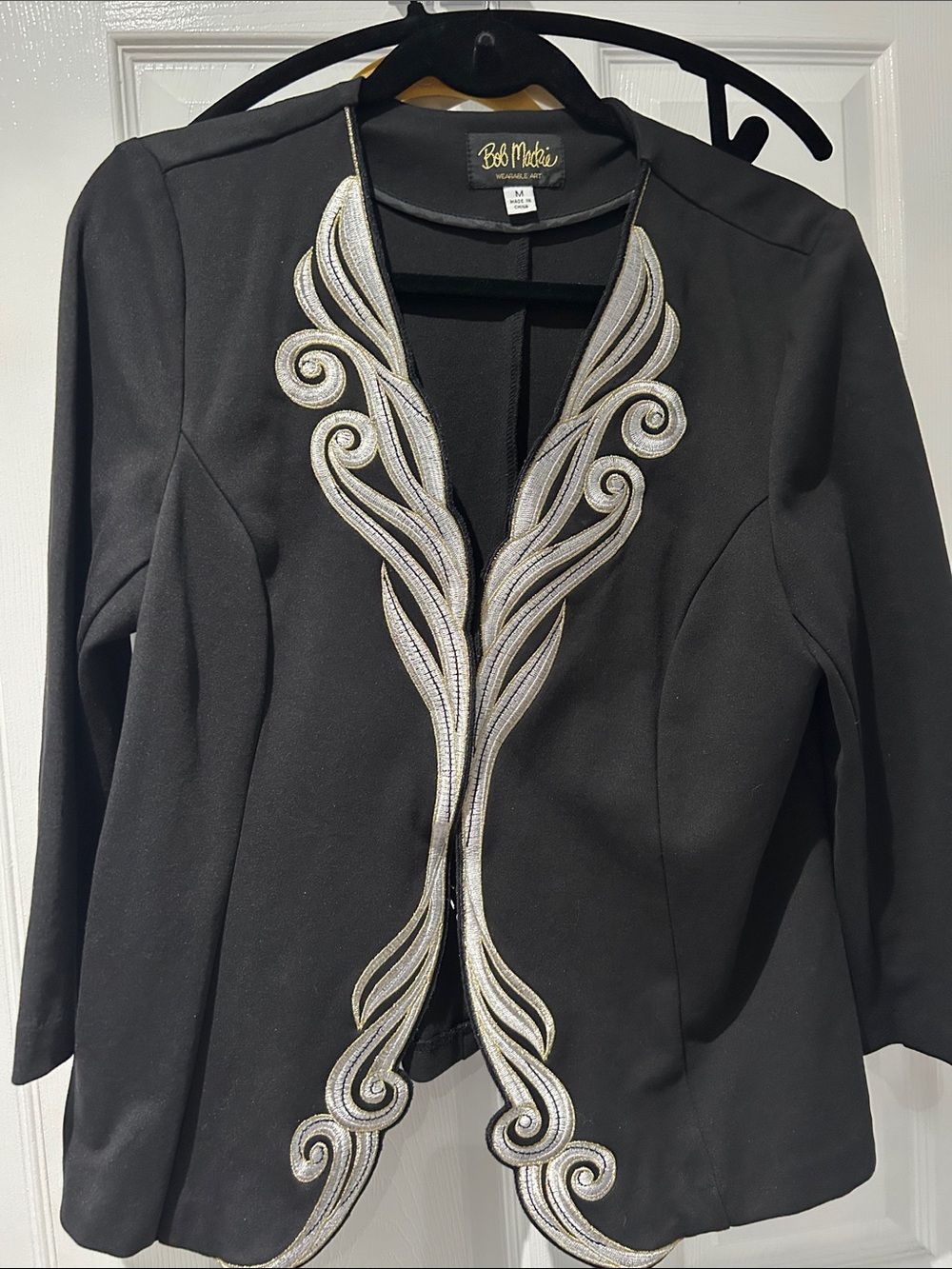 Bob Mackie Black Jacket with Silver Embellished Trim